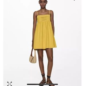 MANGO DRAPED NECKLINE DRESS